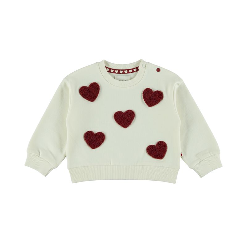 Dirkje Meisjes Sweater Hartjes - Off-White