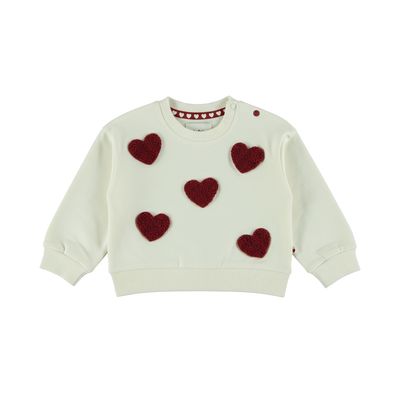 Dirkje Meisjes Sweater Hartjes - Off-White