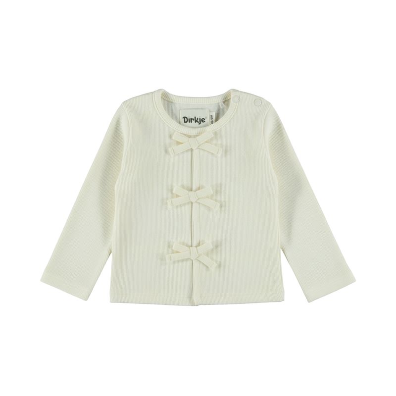 Dirkje meisjes longsleeve off white strikjes rib