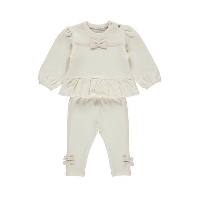 Dirkje meisjes set off white sweater broek strikjes