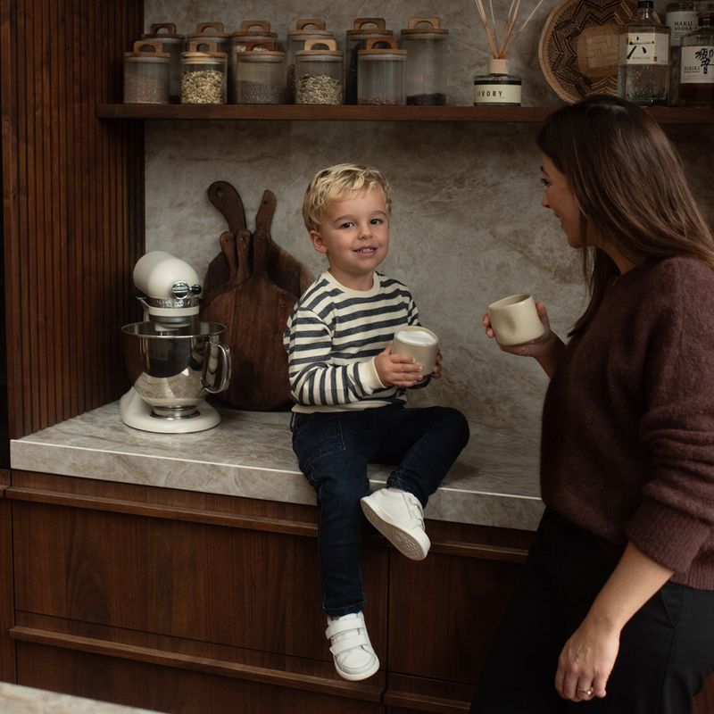 Dirkje jongens sweater off white gestreept