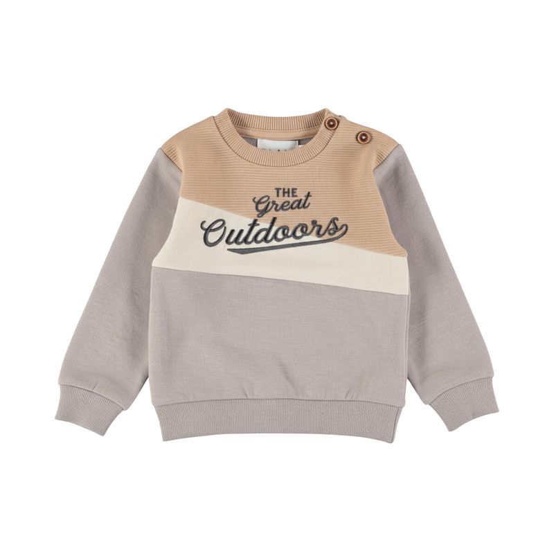 Dirkje Jongens Sweater - Beige Colorblock 'The Great Outdoors'