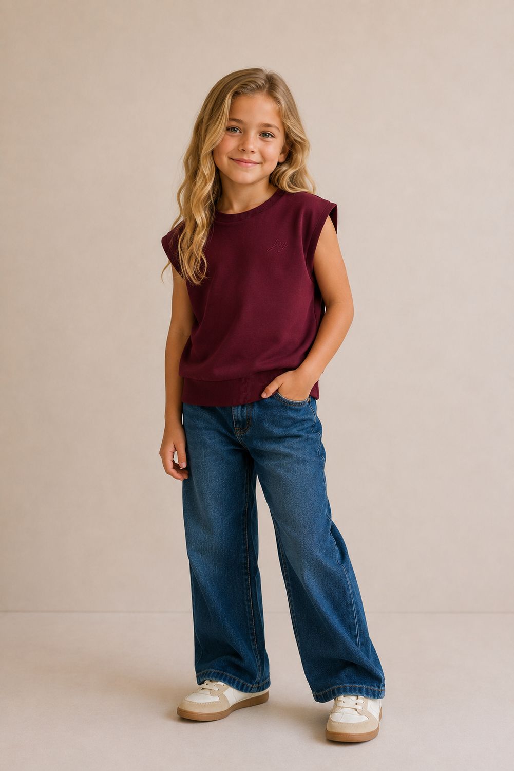 Danamade Charleen Meisjes Pullunder – Navy &amp; Bordeaux