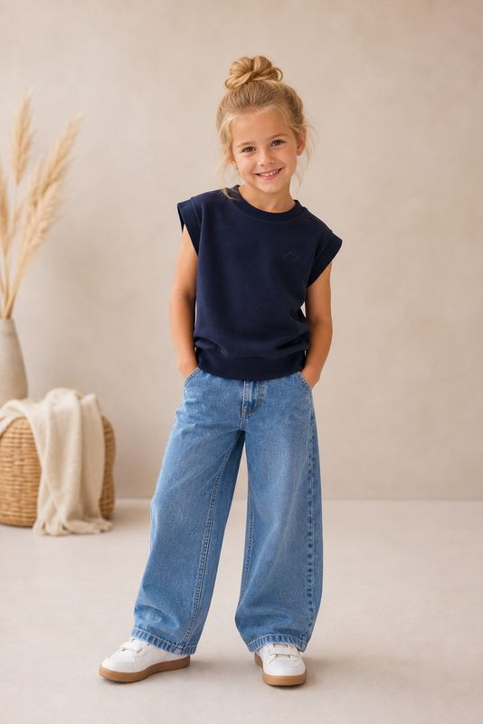 Danamade Charleen Meisjes Pullunder – Navy &amp; Bordeaux