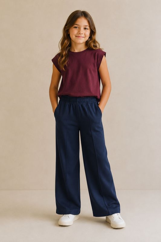 Danamade Drobin Meisjesbroek Wide Leg – Navy Blauw