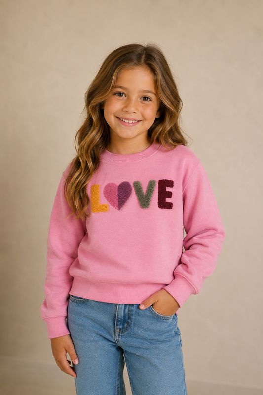 Danamade Dyrsa Meisjes Sweater LOVE – Candy Roze