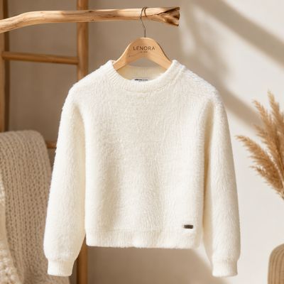 Teddy Trui Meisjes Ecru – Zachte Fleece Sweater
