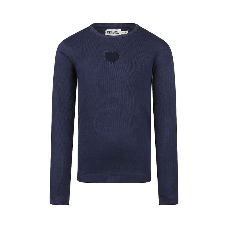 No Way Monday Meisjes Longsleeve Donkerblauw met Hartje