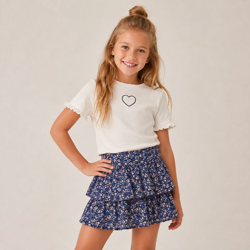 No Way Monday Meisjes Rok met Bloemenprint – Donkerblauw