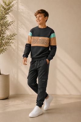 No Way Monday Jongens Cargo Joggingbroek Woodland Grey