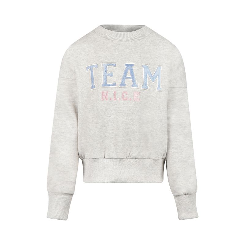 No Way Monday Meisjes Sweater TEAM N.I.C.E. Lichtgrijs – Trendy College Sweater