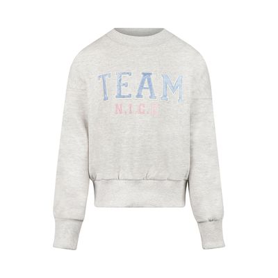 No Way Monday Meisjes Sweater TEAM N.I.C.E. Lichtgrijs – Trendy College Sweater