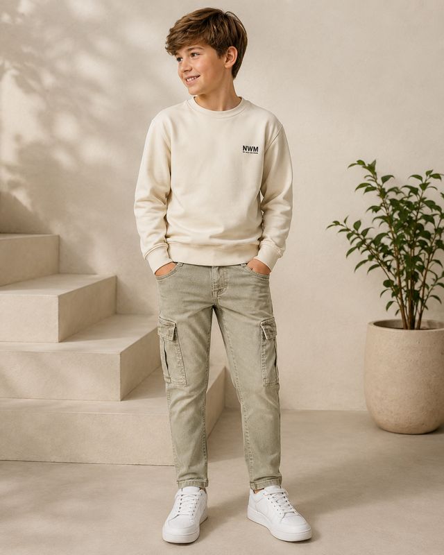 No Way Monday Jongens Cargo Jeans Sand – Casual Look