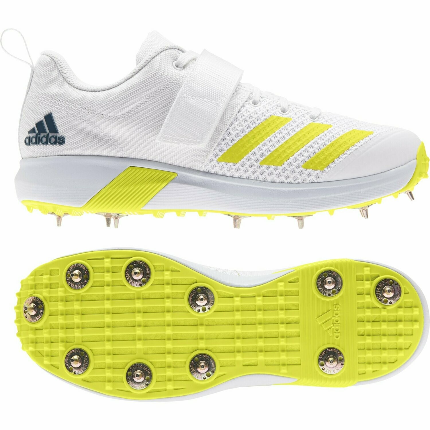 2023 adidas Vector 2.0 Allrounder White Acid Yellow Cricket Shoes