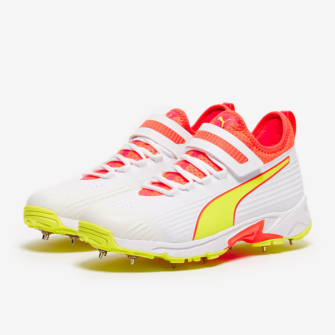 2021 Puma 19.1 Bowling White/Red/Yellow Cricket Spikes
