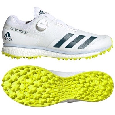 2023 adidas 22YDS BOOST White Acid Yellow Cricket Shoes