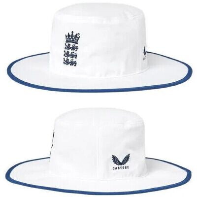 2023 Castore England Test Wide Brim White Cricket Sunhat