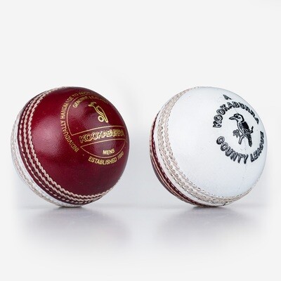 Kookaburra County League RED/WHITE Leather Cricket Ball