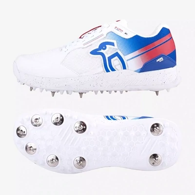 2024 Kookaburra KC 1.0 Spike White/Blue/Red Adult Cricket Shoes
