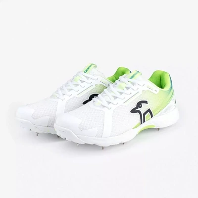 2024 Kookaburra KC 2.0 Spike White/Lime Junior Cricket Shoes