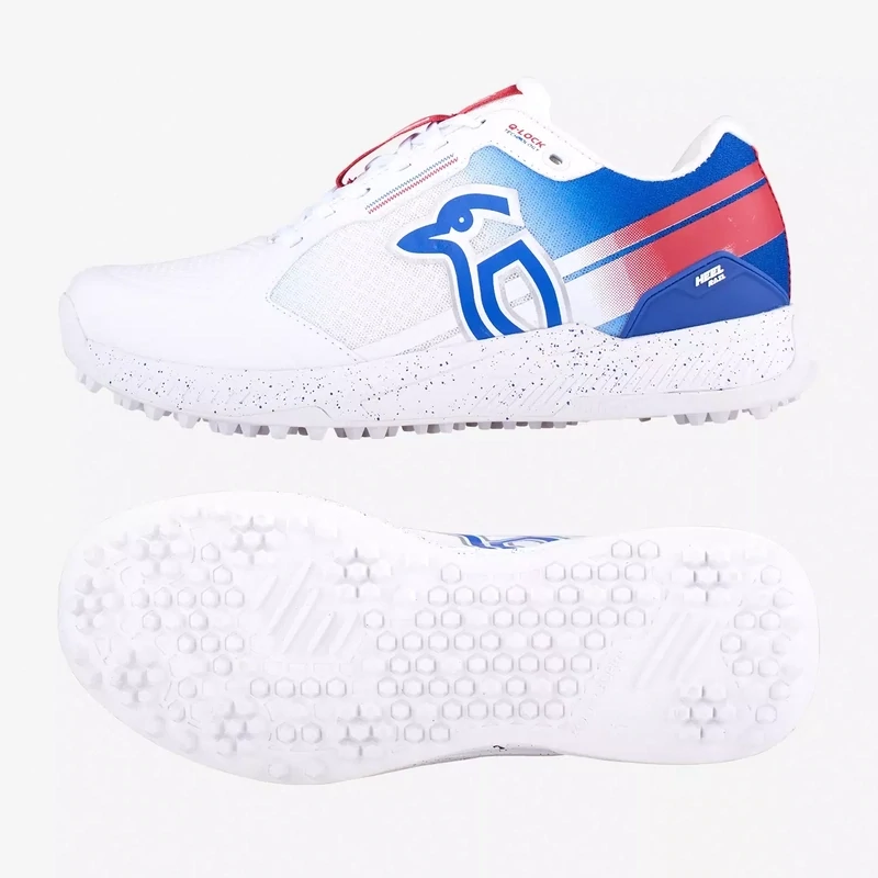 2025 Kookaburra KC 1.0 Rubber White/Blue/Red Adult Cricket Shoes