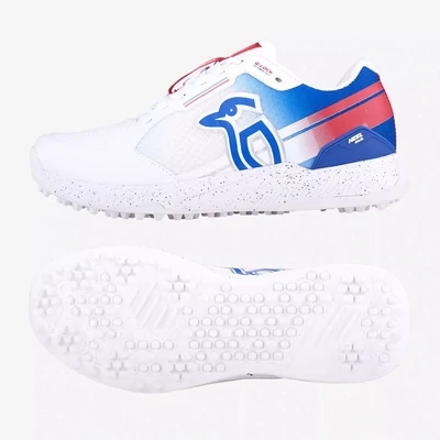 2024 Kookaburra KC 1.0 Rubber White/Blue/Red Adult Cricket Shoes