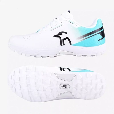 2024 Kookaburra KC 3.0 Rubber White/Aqua Junior Cricket Shoes