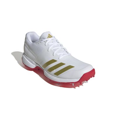 2025 adidas 22YDS Full Spike White Gold Red Cricket Shoes