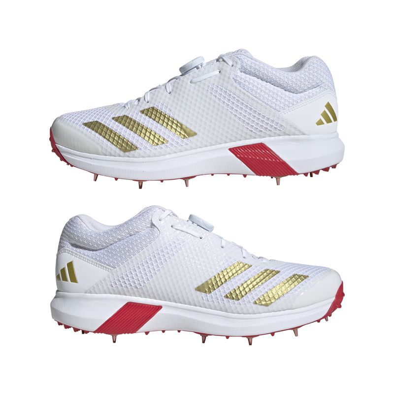 2025 adidas Vector Mid 2.0 Bowling White Gold Red Cricket Shoes