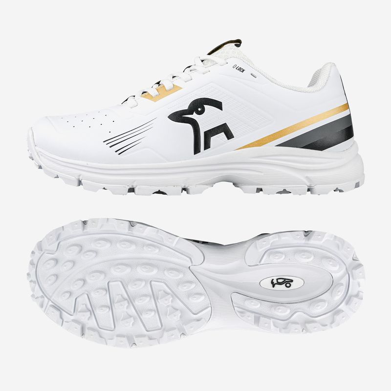 2025 Kookaburra Junior KC 3.0 Rubber Sole White Gold Cricket Shoes