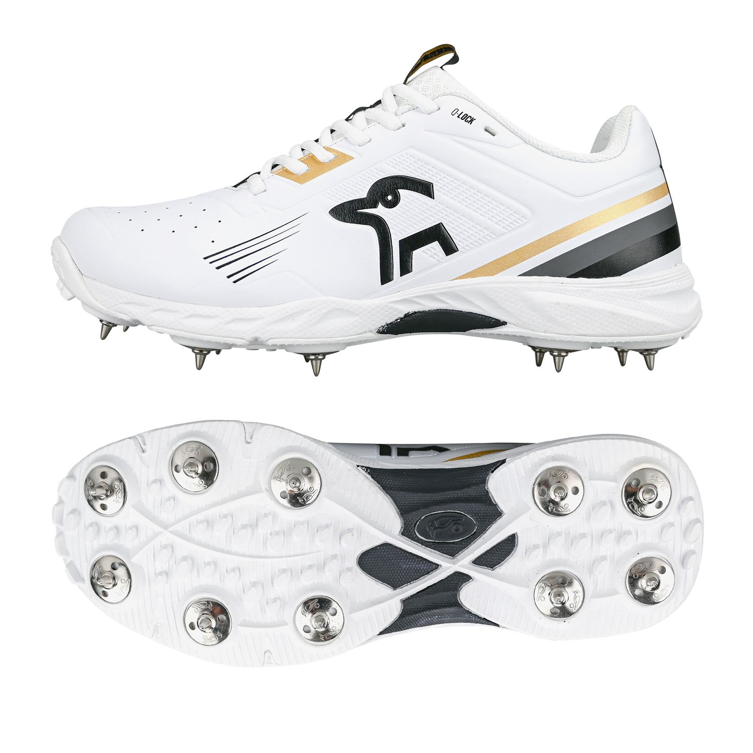 2025 Kookaburra Unisex KC 3.0  White/Gold Cricket Spikes