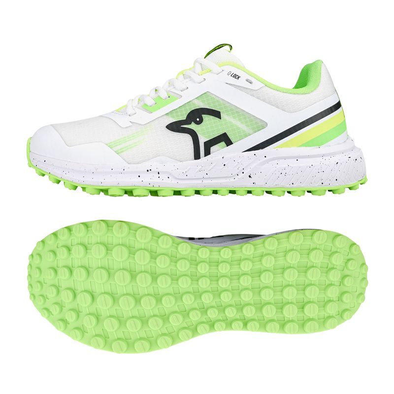 2025 Kookaburra KC 2.0 Rubber White Green Adult Cricket Shoes