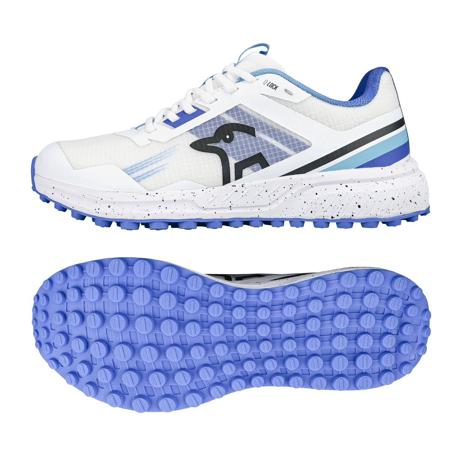 2025 Kookaburra KC 2.0 Rubber White Blue Adult Cricket Shoes