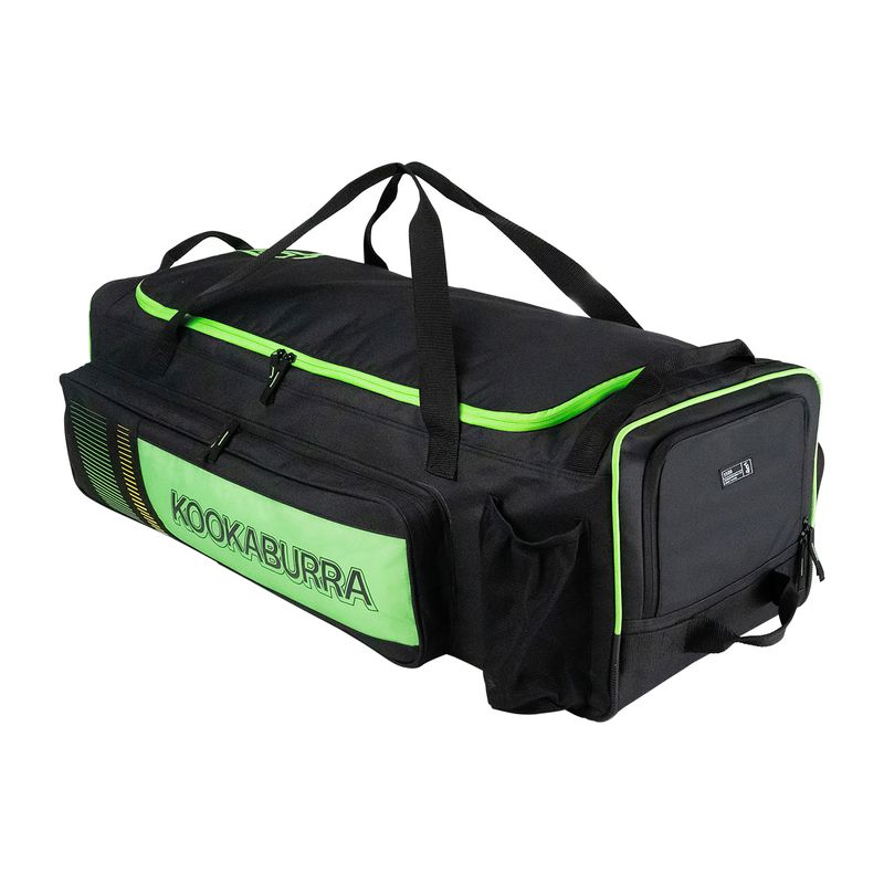 2025 Kookaburra Pro 3500 Black/ Neon Green Wheelie Cricket Bag Size – 92 x 33 x 30cm