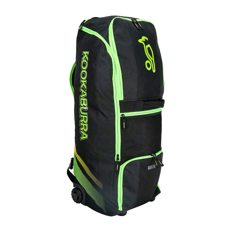 2026 Kookaburra Pro wd2000 Black / Green Wheelie Duffle Cricket Bag 90 x 30 x 30cm