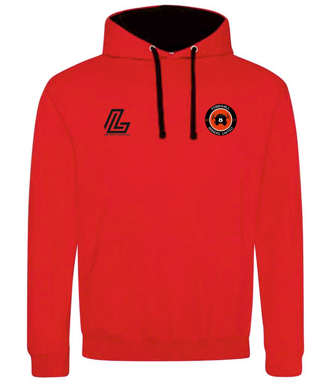 Ferryhill Miners United Red Contrast Hooded Top