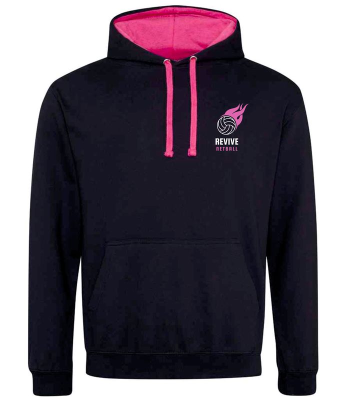 Revive Netball Black Contrast Hooded Top