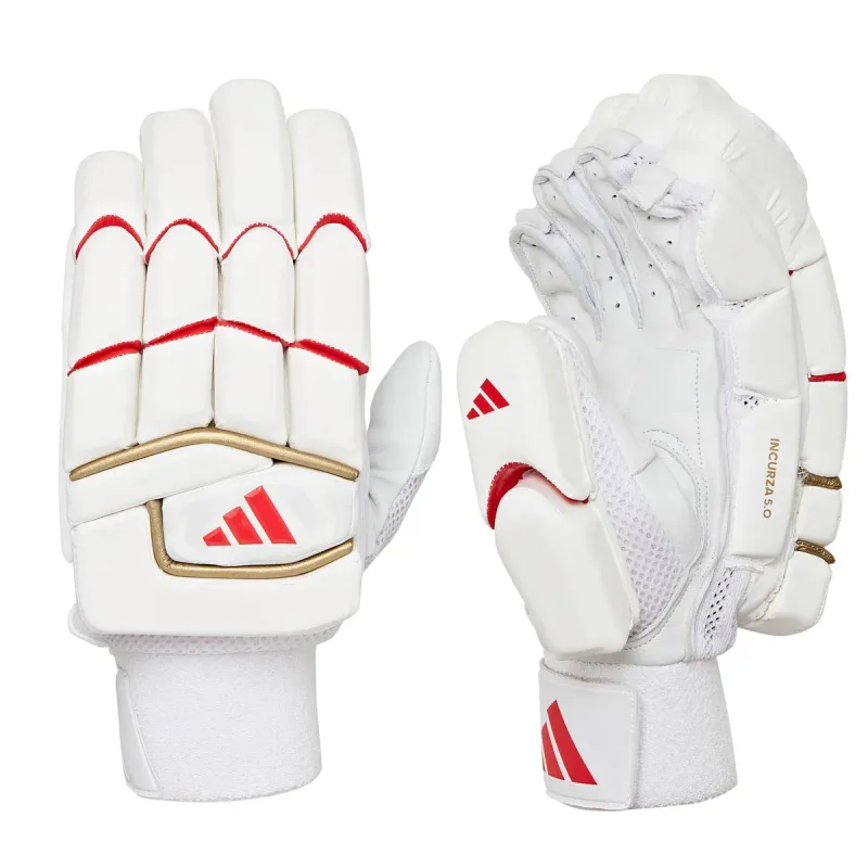 2025 adidas Incurza 5.0 White Red Batting Gloves 2025 adidas Incurza 5.0 White Red Batting Gloves