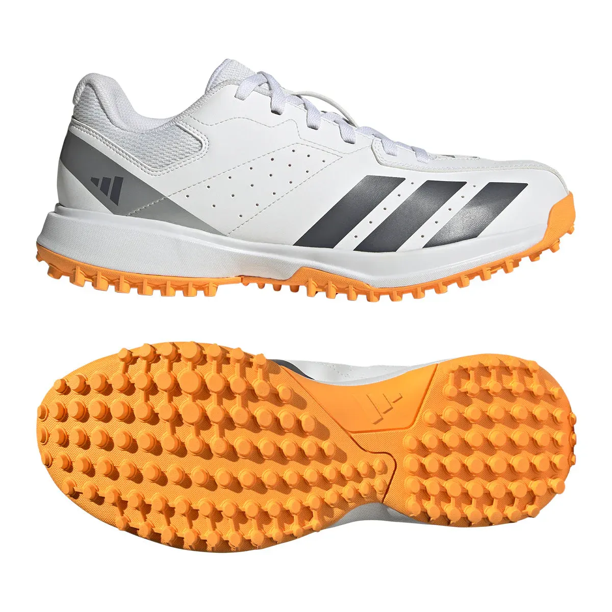 2026 adidas Howzat Spikeless Pimpled Sole Cricket Shoes - White / Tangerine