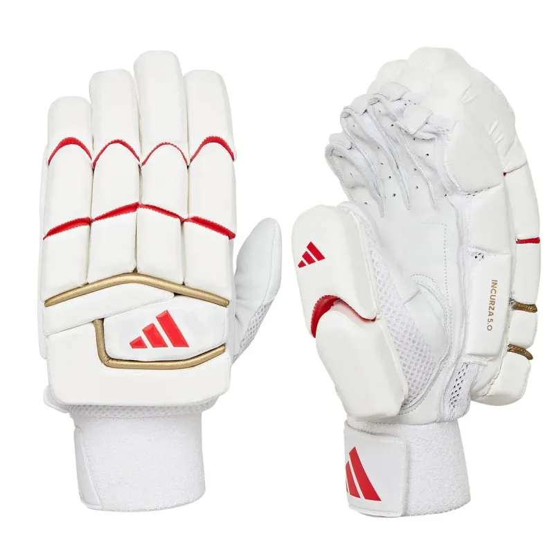 2025 adidas Incurza 5.0 White Red Batting Gloves