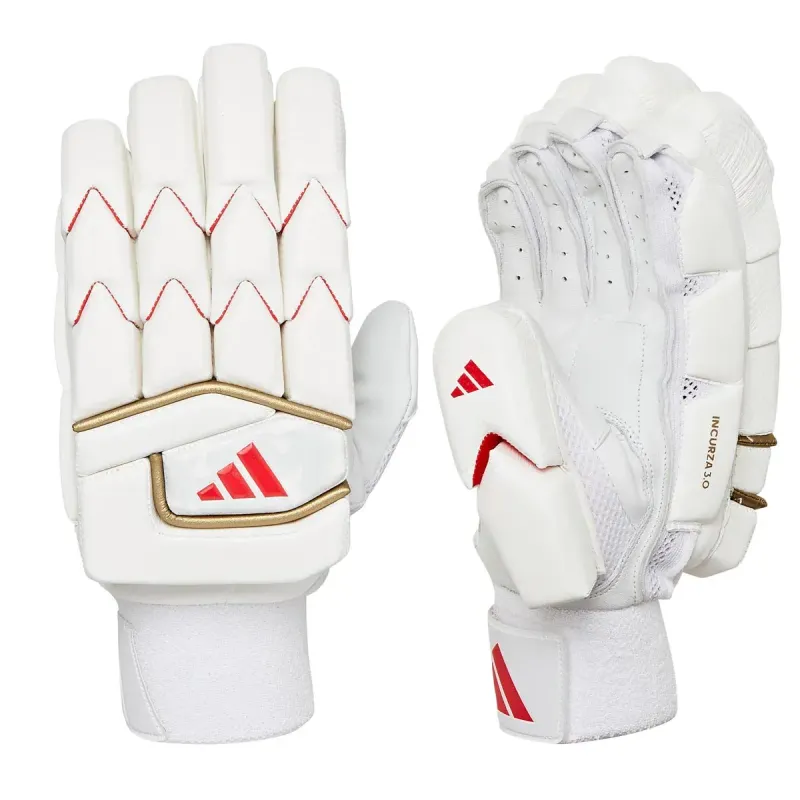 2025 adidas Incurza 3.0 White Red Batting Gloves
