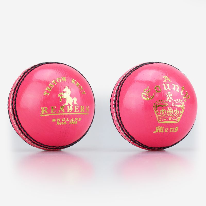 Readers County Crown A Leather Cricket Ball - Pink
