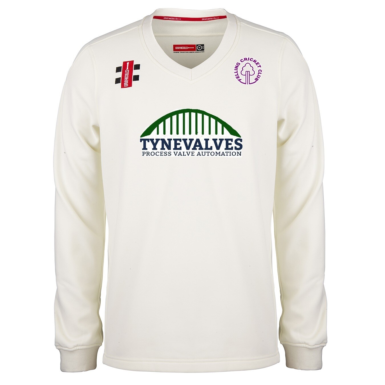 Felling Pro Performance Ivory Long Sleeve Cricket Sweater