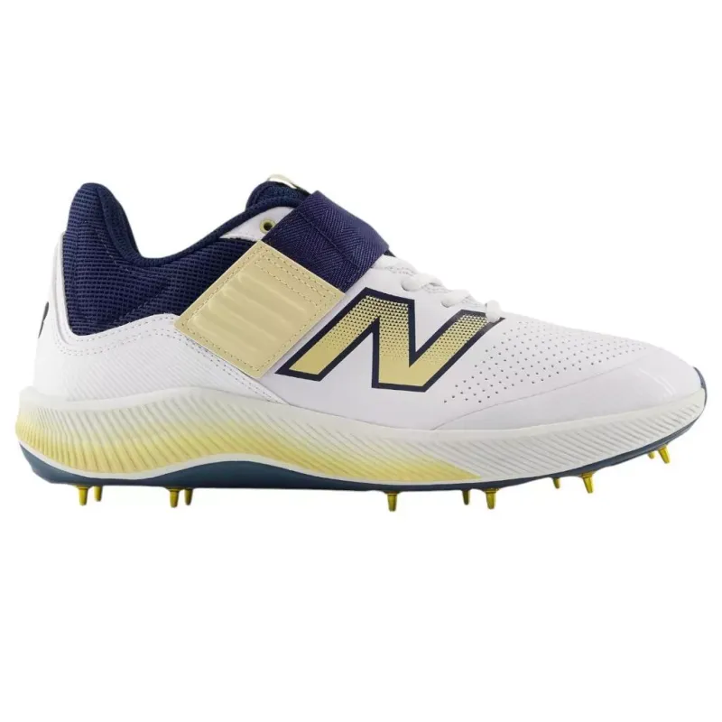 2025 New Balance CK4040 N6 White Navy Gold Bowling Cricket Shoes