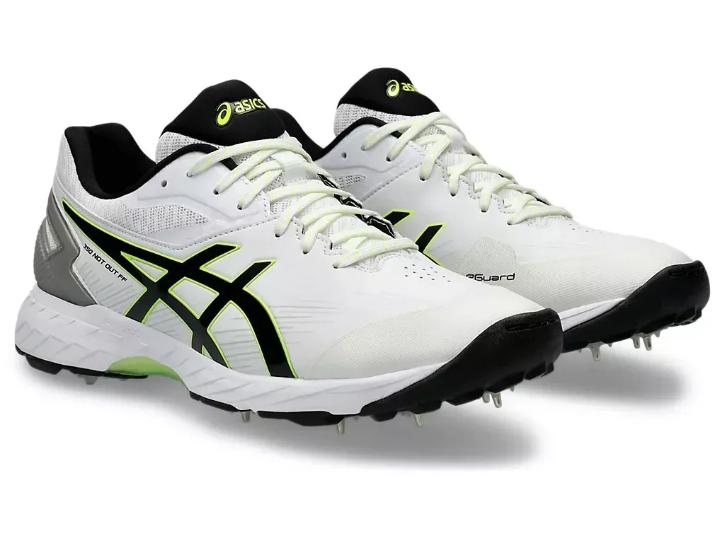 2025 Asics Unisex 350 Not Out FF Cricket Shoes - White / Black 2025 Asics Unisex 350 Not Out FF Cricket Shoes - White / Black