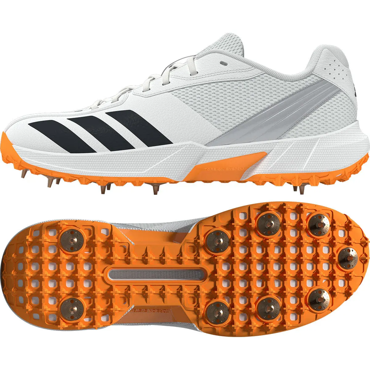 2026 adidas 22YDS Spike Cricket Shoes - White / Tangerine 2026 adidas 22YDS Spike Cricket Shoes - White / Tangerine