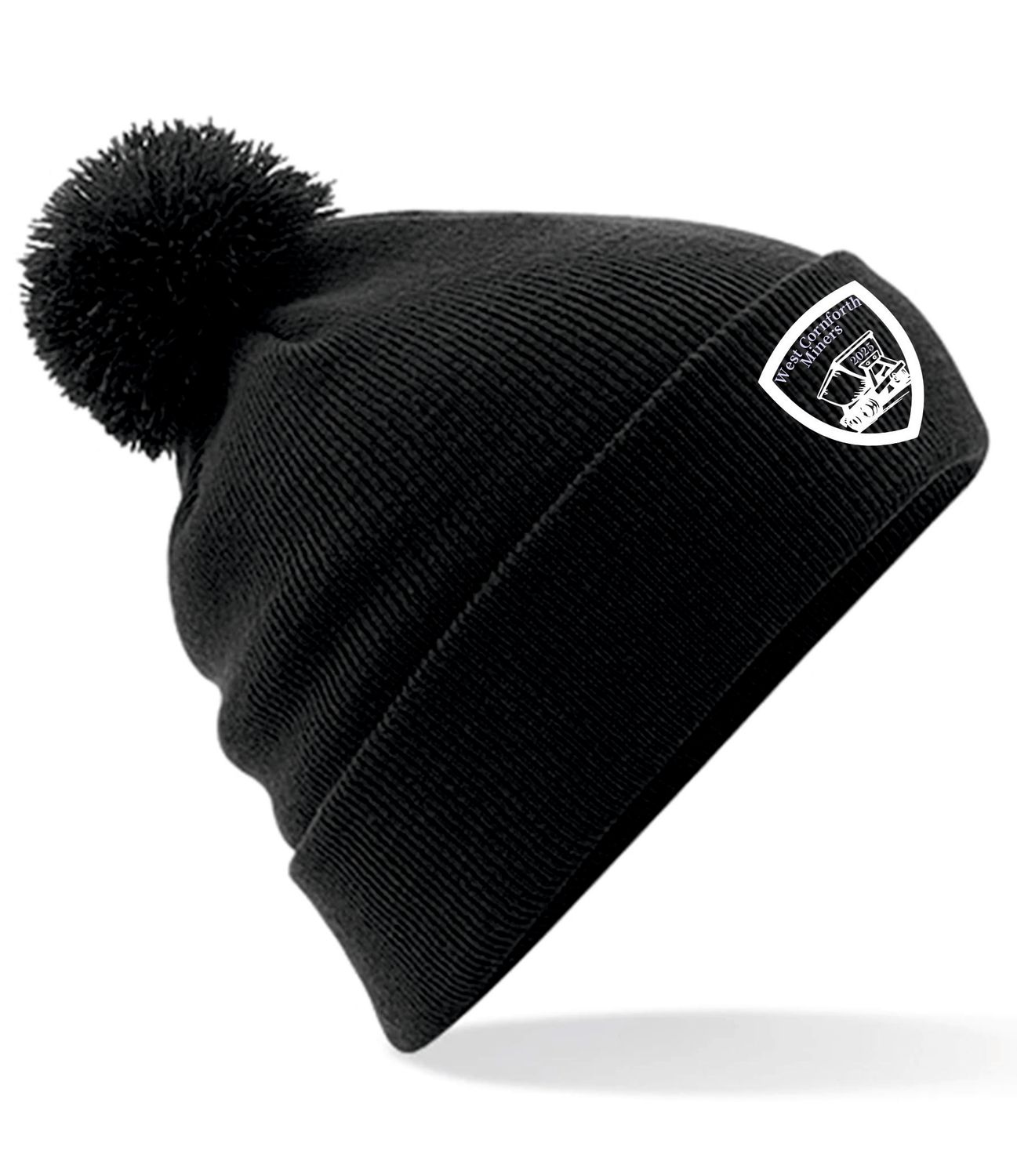 West Cornforth MIners FC Original Black Pom Pom Hat West Cornforth MIners FC Original Black Pom Pom Hat