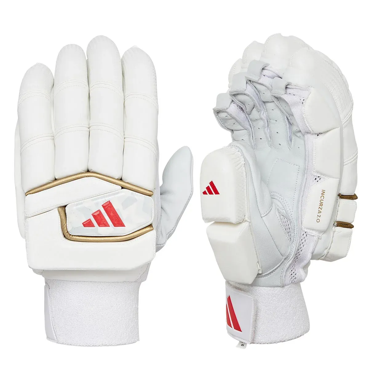 2025 adidas Incurza 2.0 White Red Batting Gloves (SM ADULT RH)