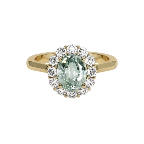 Bluish Green Montana Sapphire Ring - Oval 1.80 Ct. - 14K Yellow Gold, Metal type: 14K White, Size: 6