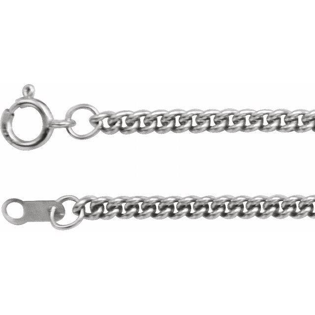 14K White 2.25 mm Curb 18&quot; Chain
